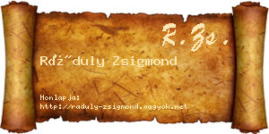 Ráduly Zsigmond névjegykártya